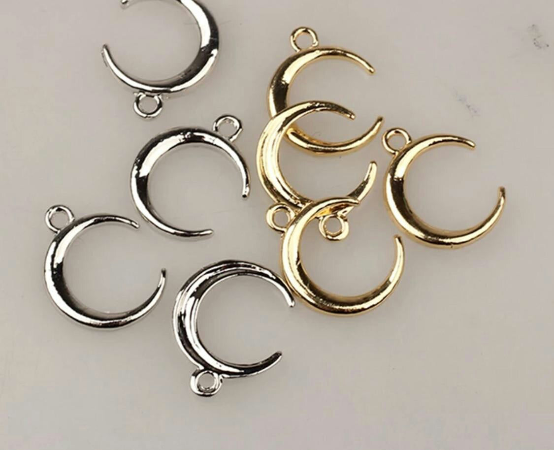 Gold And Silver Waning Crescent Moon Waist Bead Charms