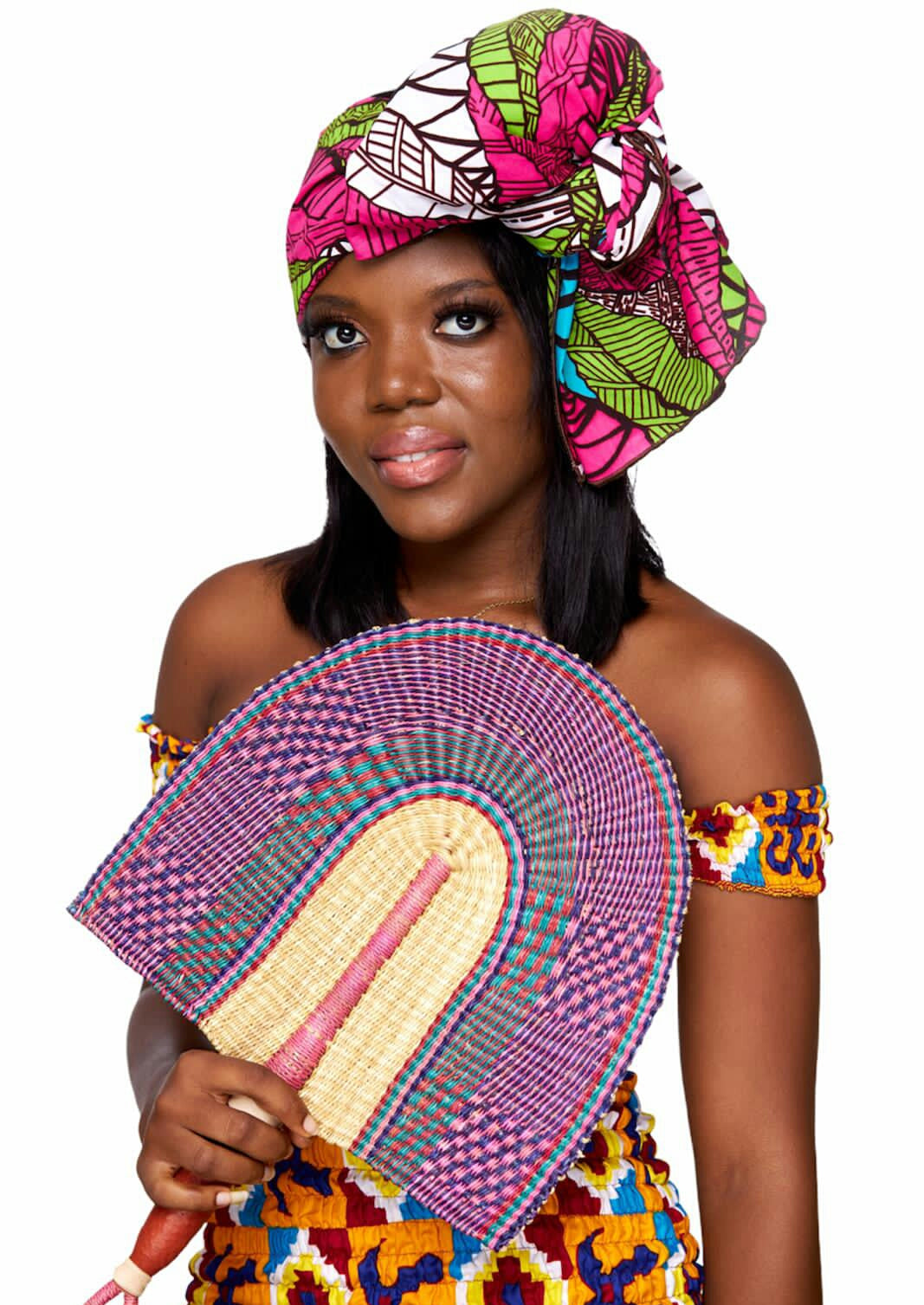 Beautiful Ankara High Quality Print,Pink, green,seablue coloured floral designed pattern fabric detachable silklined  Headwrap