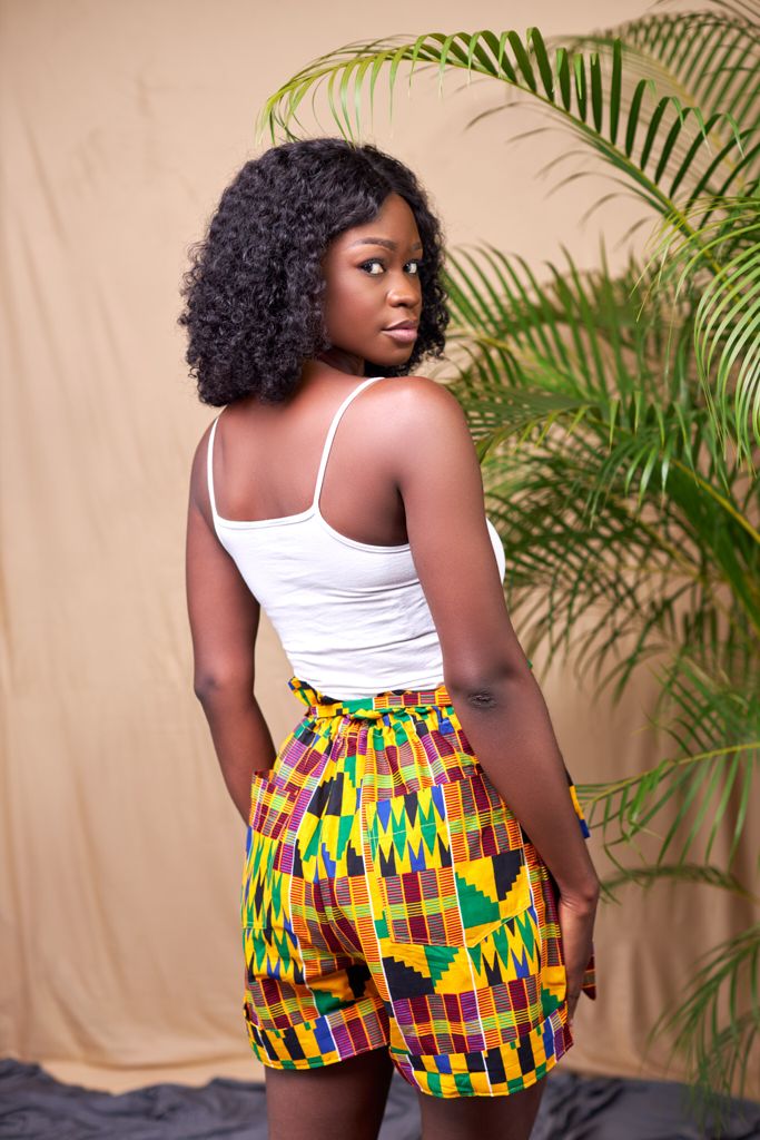 Ghanaian Kente High Waist Piper Shorts With Belt
