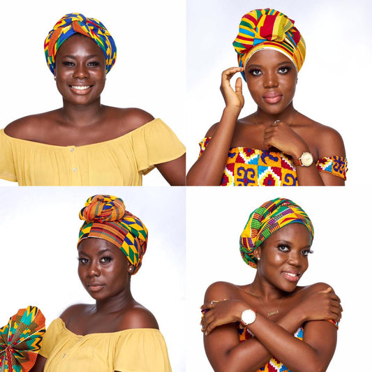 Wholesale  (Bulk) Ankara/Bogolan/Kente Headwrap, Kiddie (Small)"45*11" Inches.