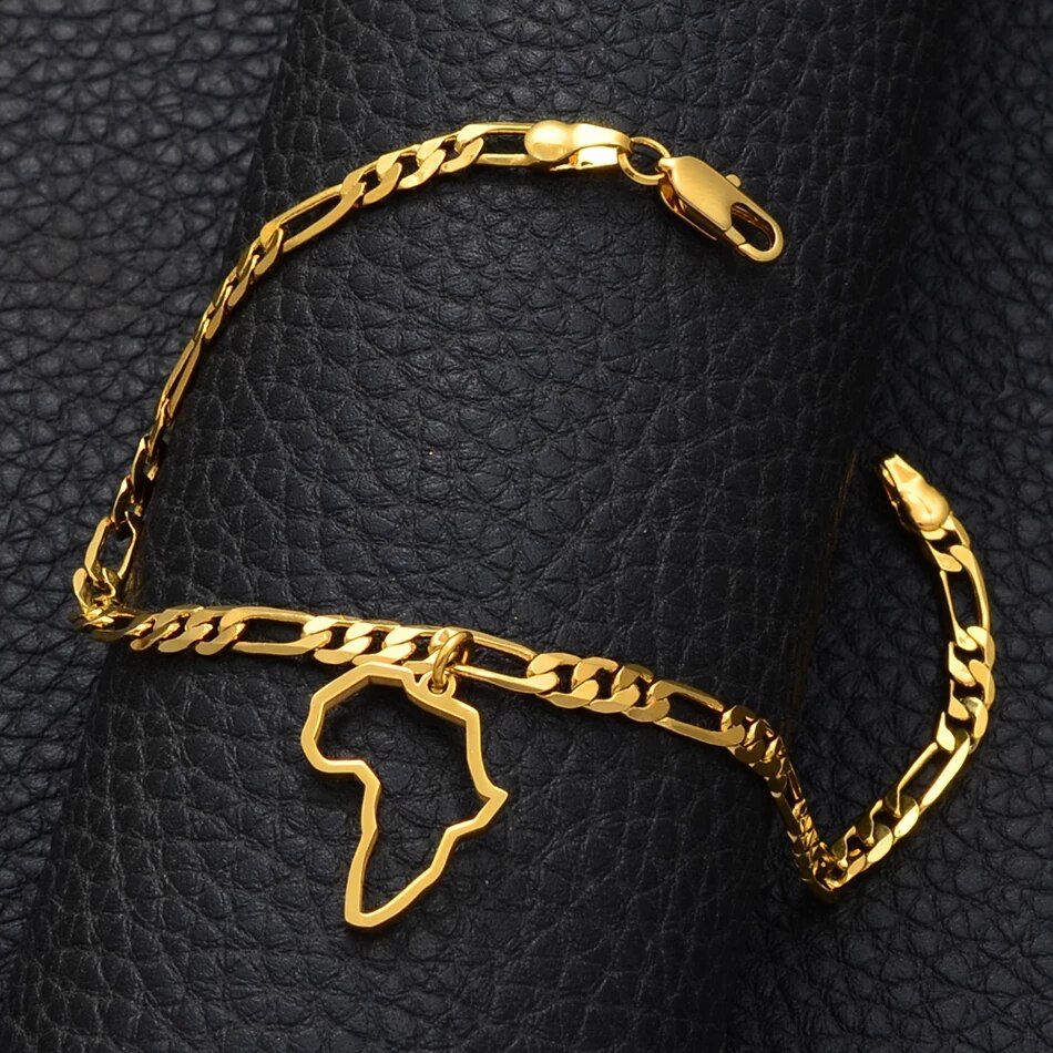 African Map Gold Plated Anklets