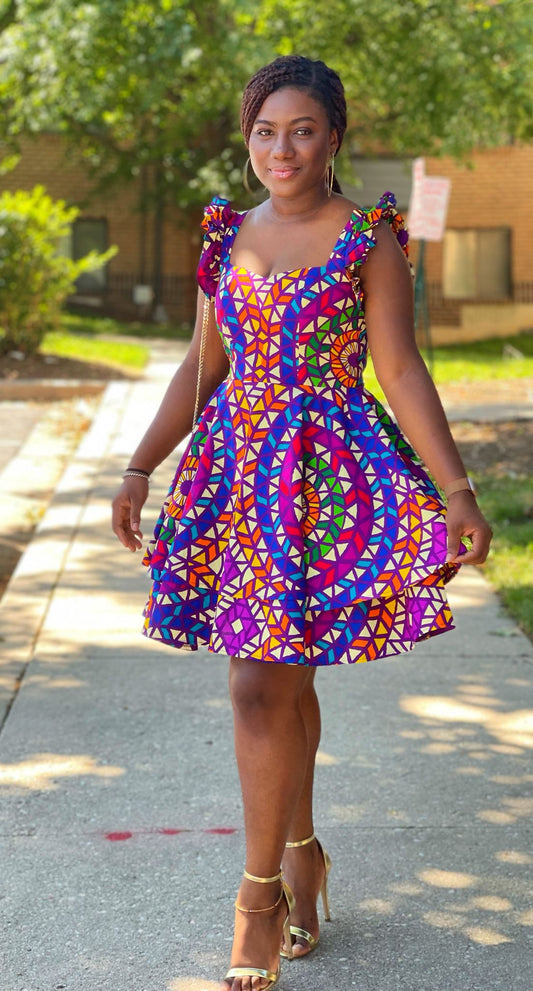 Queen Ankara off Shoulder Sleeve two step dress