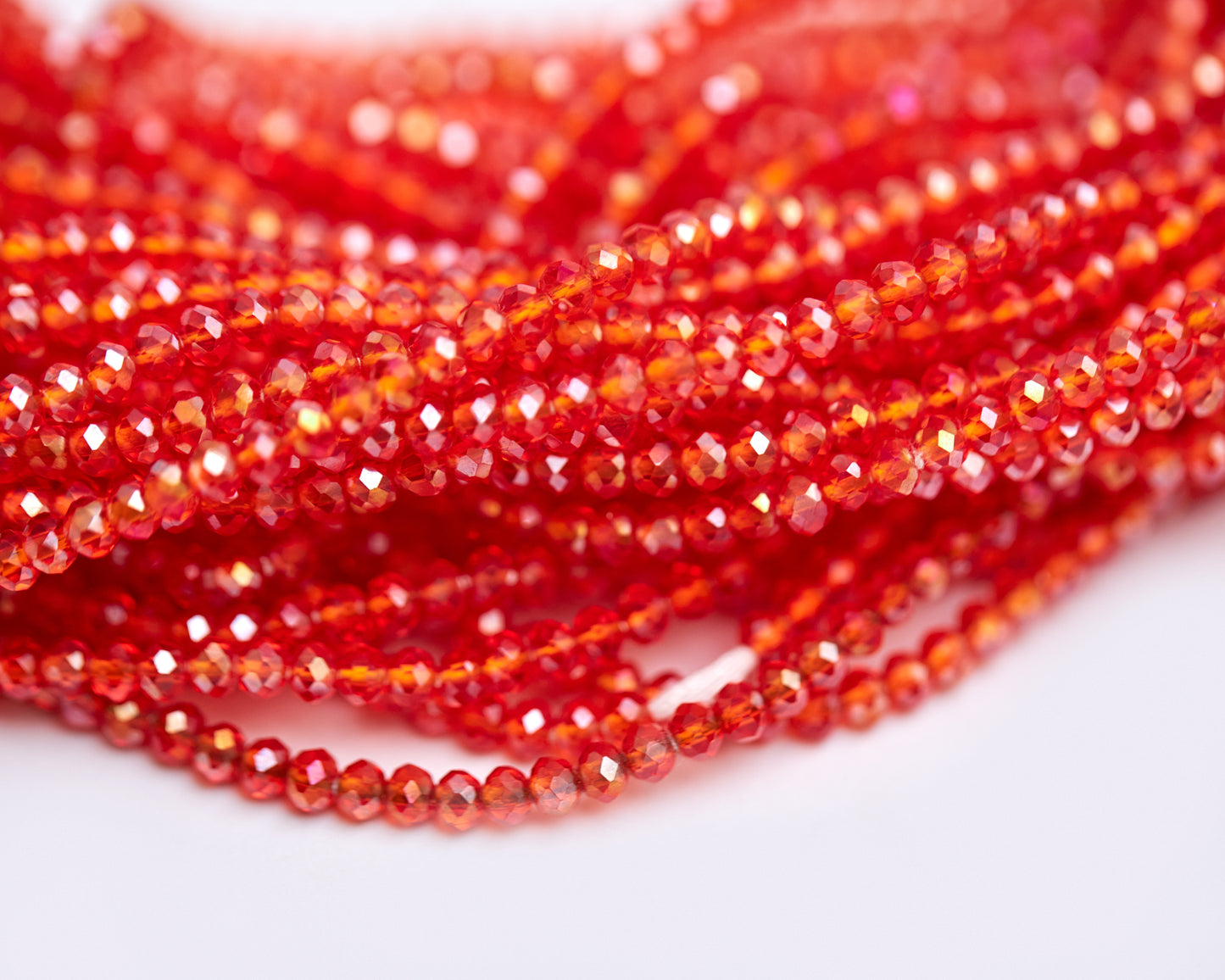 53 Inches Deep Orange Shiny Crystal  Tie On Waist beads 