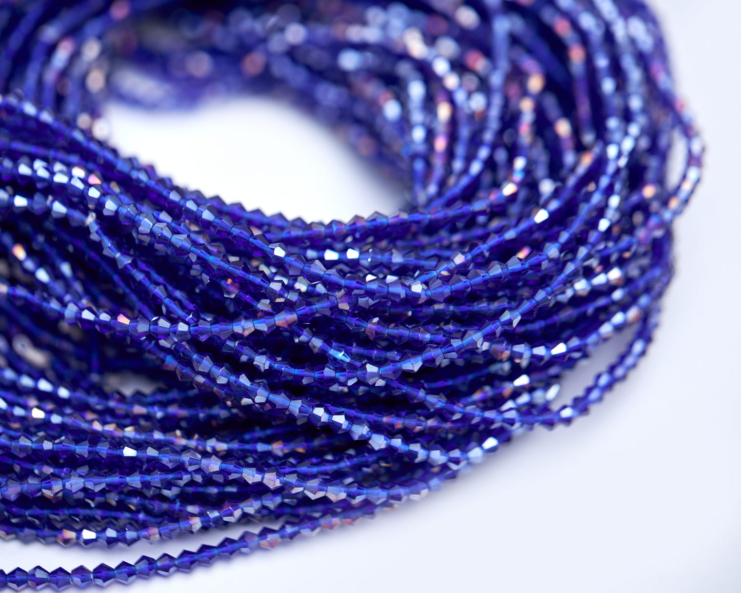 52 Inches Blue Shiny Crystal Tie On Waist beads