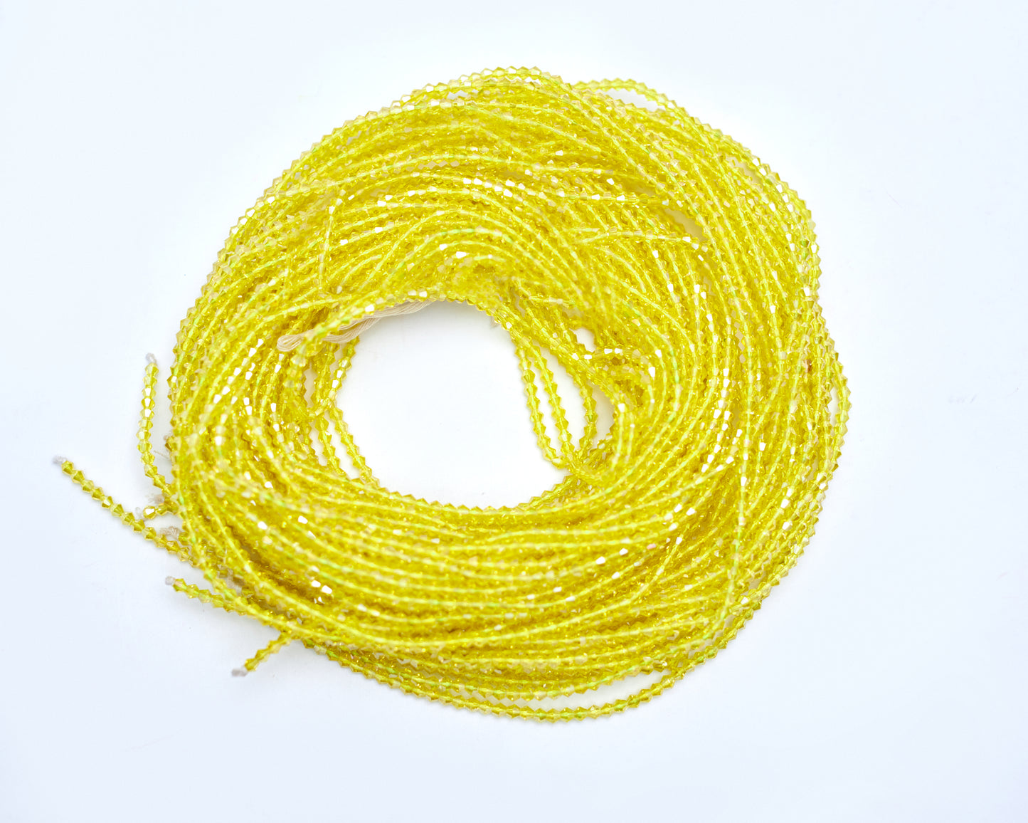 53 Inches Yellow Shiny Crystal Tie On Waist beads
