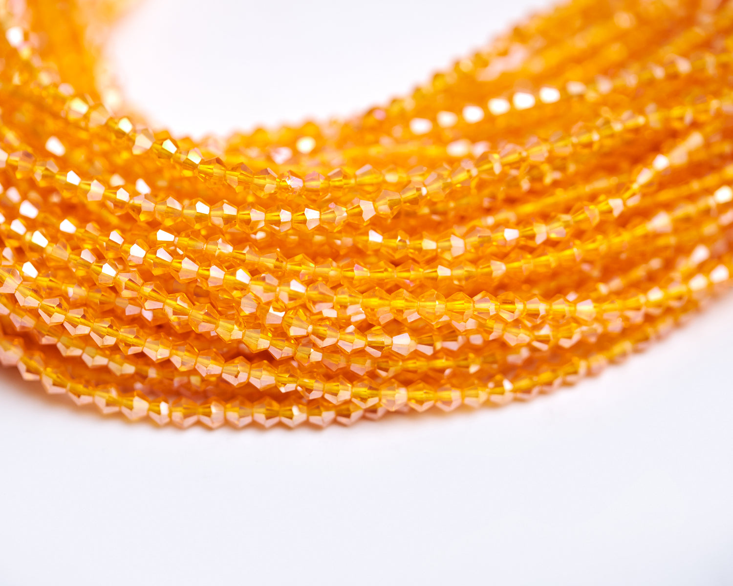 52 Inches Light Orange Shiny Crystal Tie On Waist beads