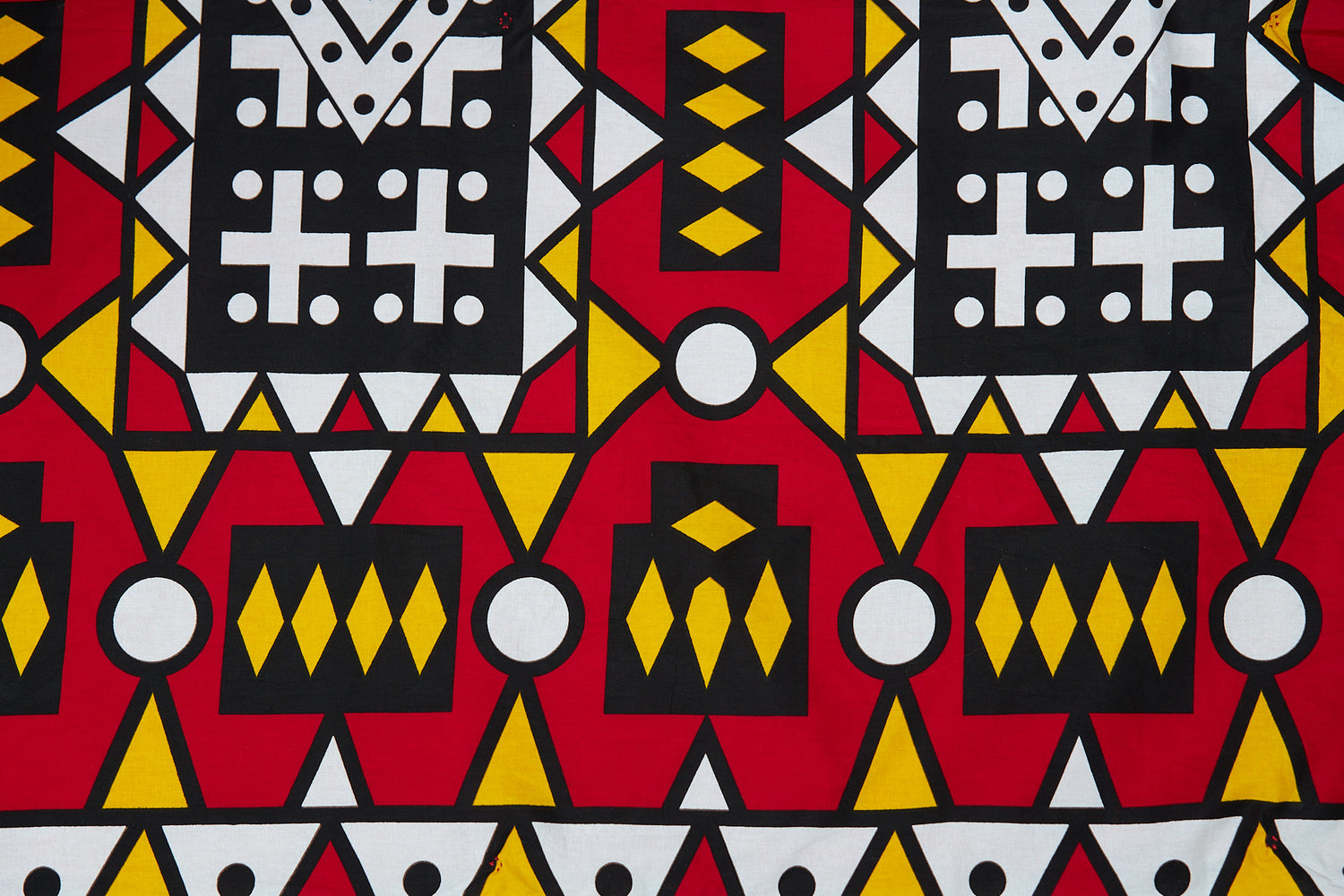 Beautiful Bogolan High Quality Cotton Print Fabric,Red,White, Yellow Black Coloured with Sketched Shape Imprint Designed Detachable Silklined Headwrap