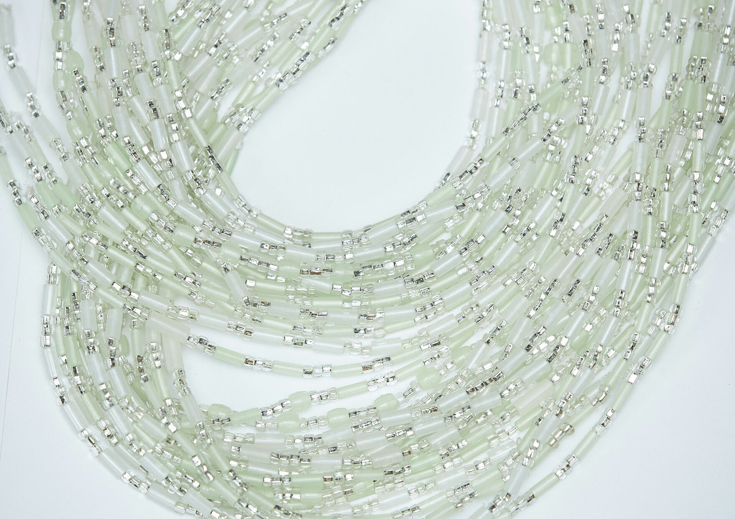 44  Inches Long Sexy Glow In The Dark Waist Beads, Clear And Silver Coloured(Tie On)