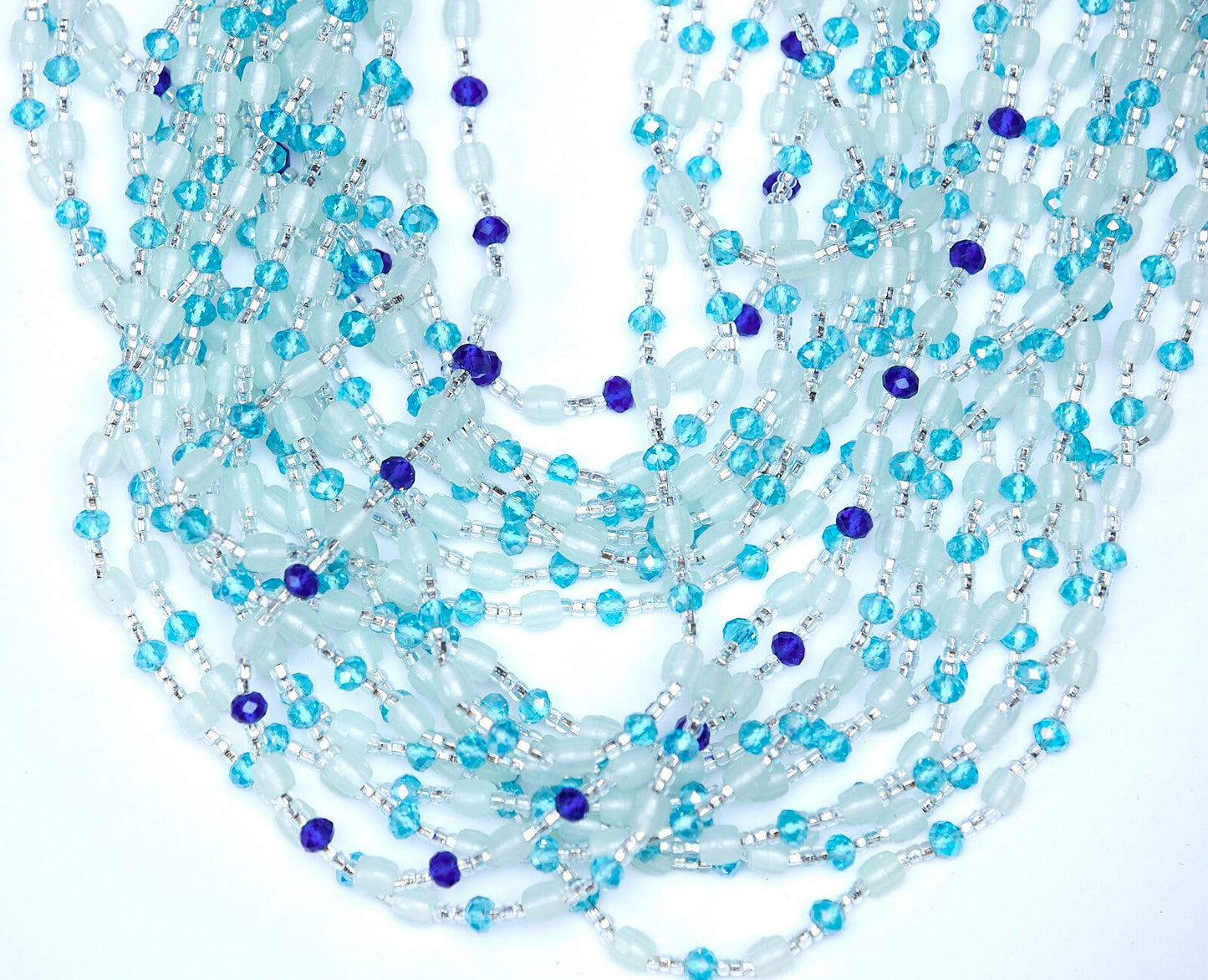 45 Inches Long Sexy Glow In The Dark Waist Beads, Clear And Seablue , Blue Coloured(Tie On)