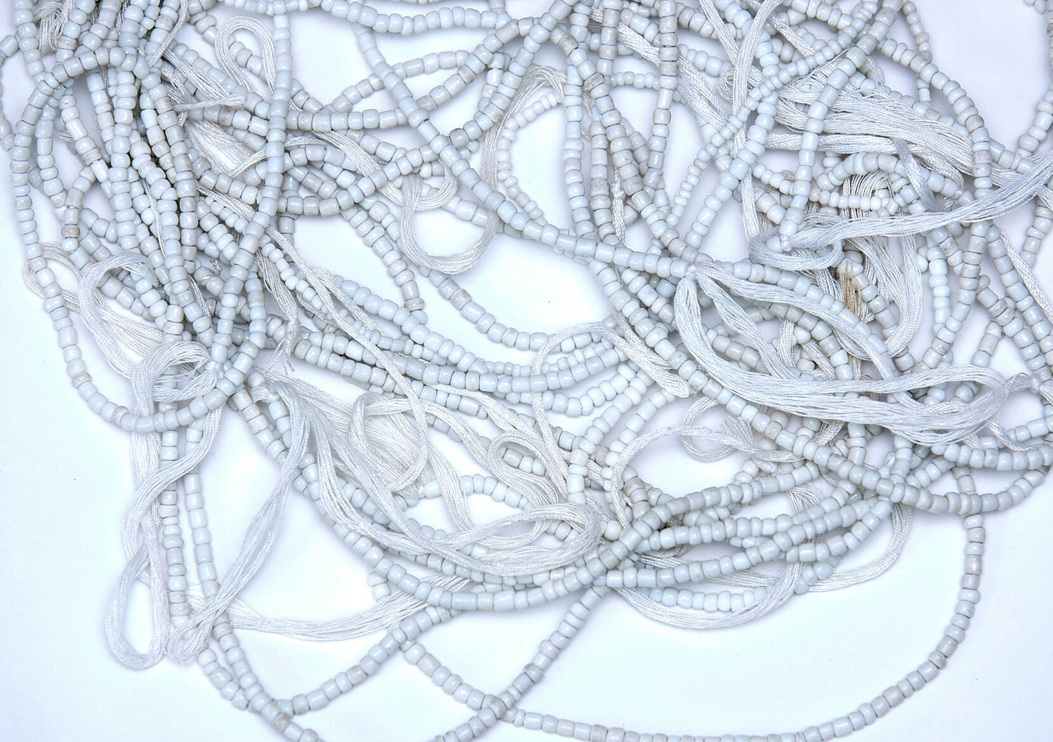 42 Inches White Tie On Waist Beads