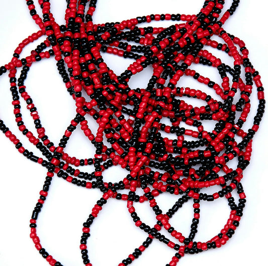 38 Inches Red & black Tie On Dipo Waist Beads