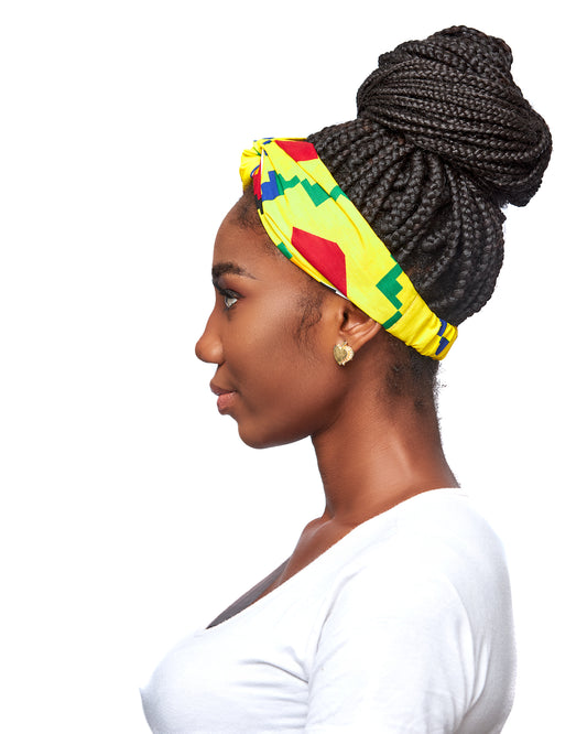 Yellow, Green , Red, Blue Kente Print Interlock Headband