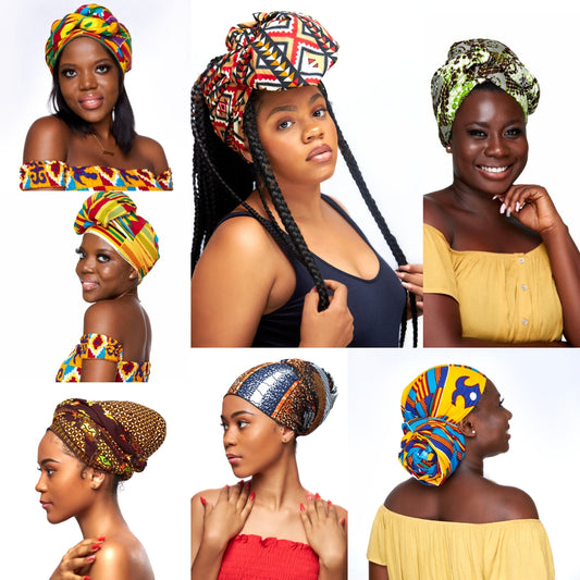 Wholesale  (Bulk) Ankara/Bogolan/Kente Headwrap Large- "70*20" Inches