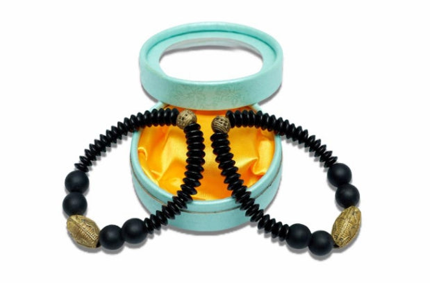 Black And Gold Metal Plated Coloured Bright Medley Fused Rondelle Recycled Glass beaded BRACELET Ghana Beads