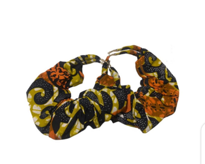 Ankara Inspired Drop/Dangling Round Ankara Print Earrings