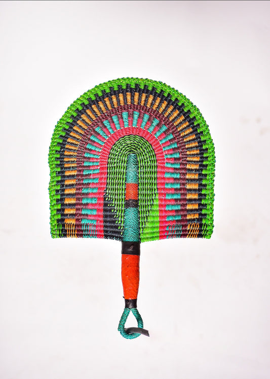 Eloyd Straw Woven Handfan(Leather Based Handle)