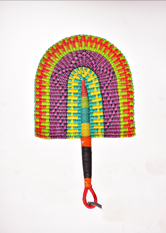 Carson Straw Woven Handfan(Leather Based Handle)