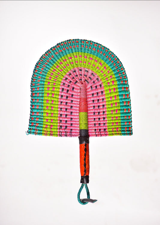 Eldon Straw Woven Handfan(Leather Based Handle)