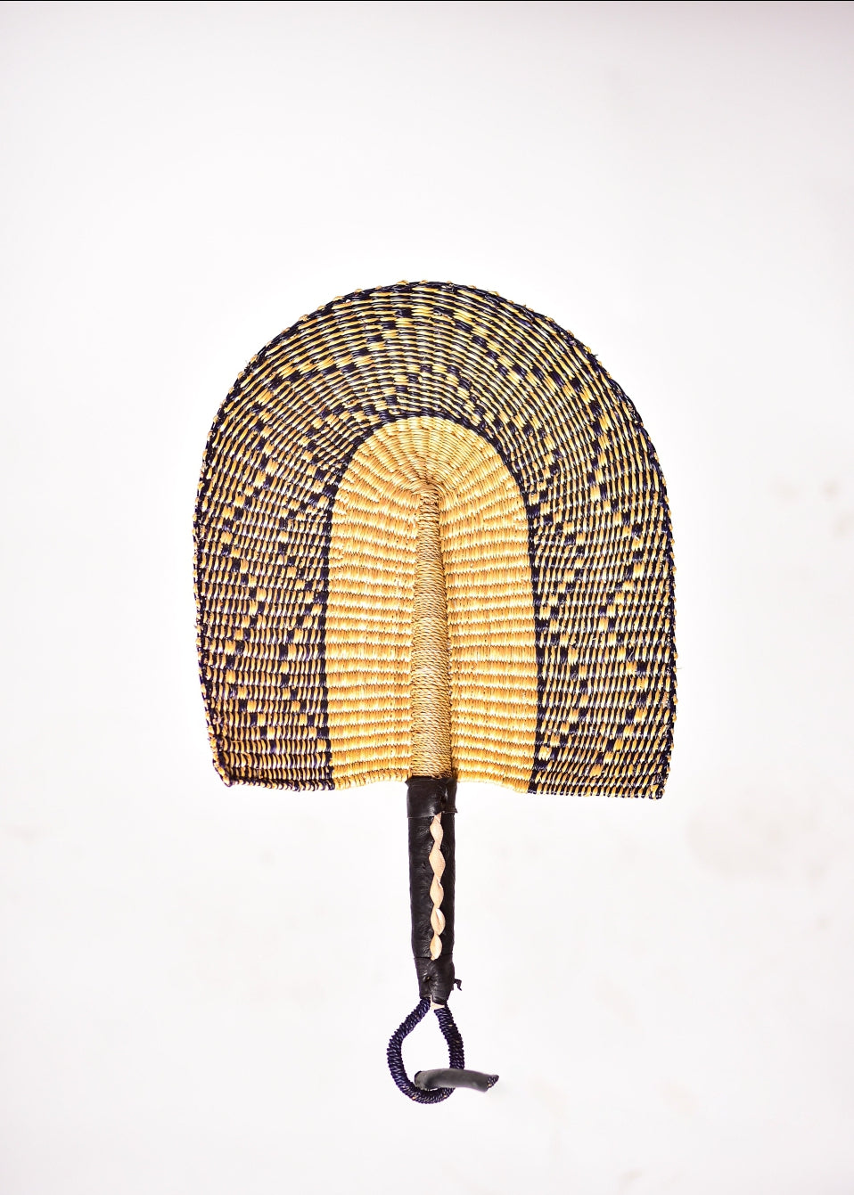 Roy Straw Woven Handfan(Leather Based Handle)