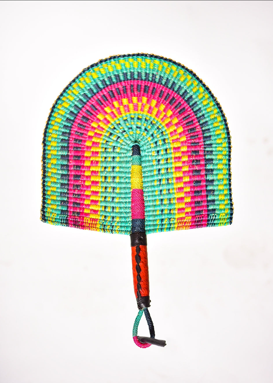 Chilton Straw Woven Handfan(Leather Based Handle)