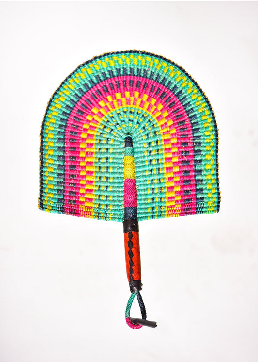 Chilton Straw Woven Handfan(Leather Based Handle)