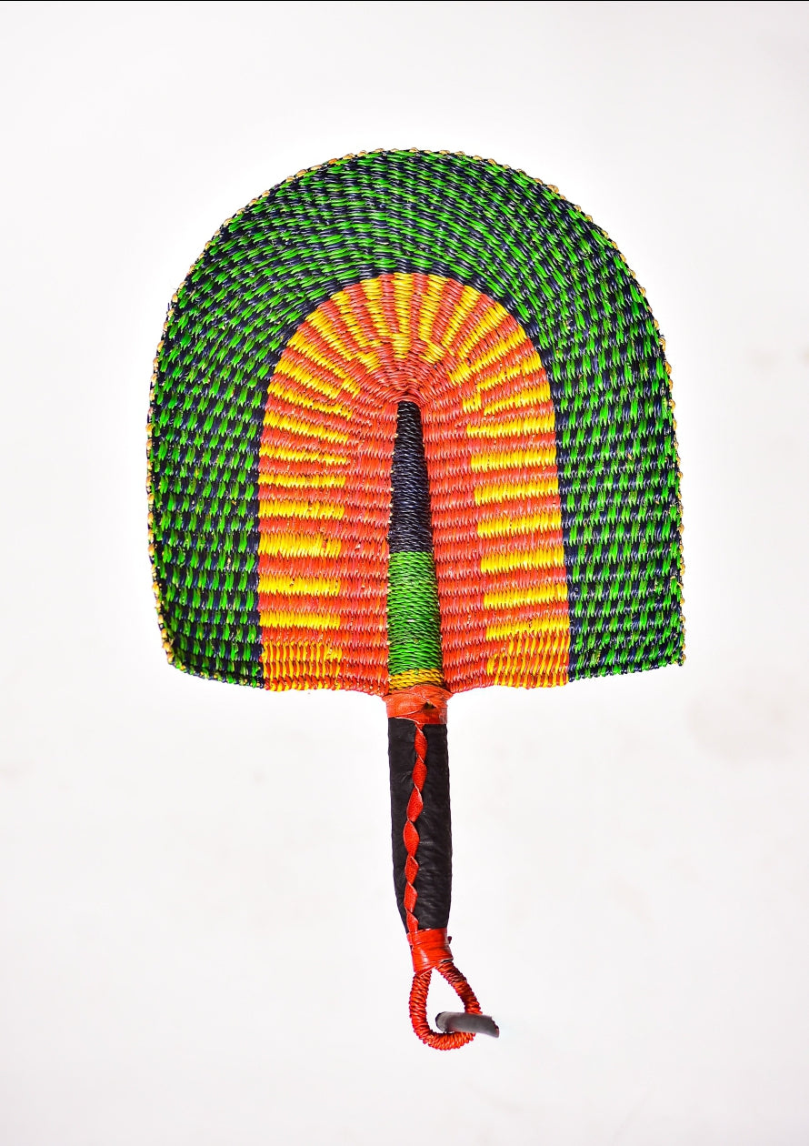 Somes Straw Woven Handfan(Leather Based Handle)