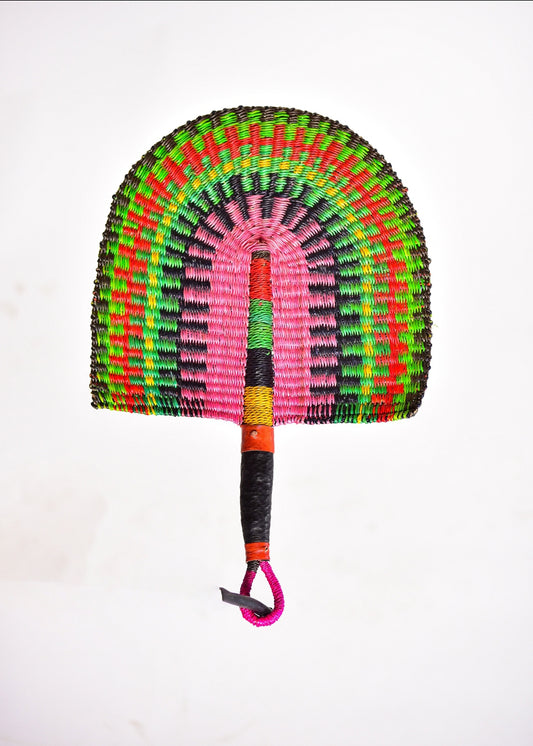 Kamel Straw Woven Handfan(Leather Based Handle)