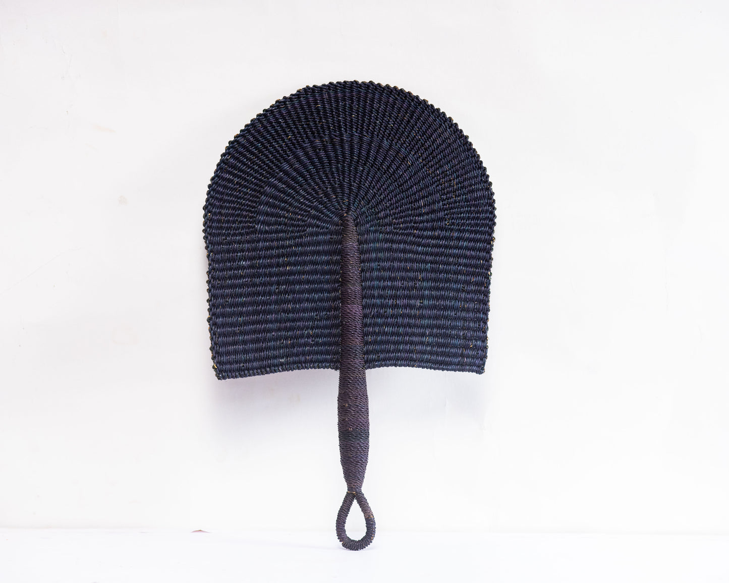 Blak Straw Woven Handfan(Leather Based Handle)