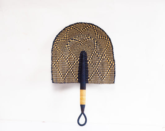 Neel Straw Woven Handfan(Leather Based Handle)