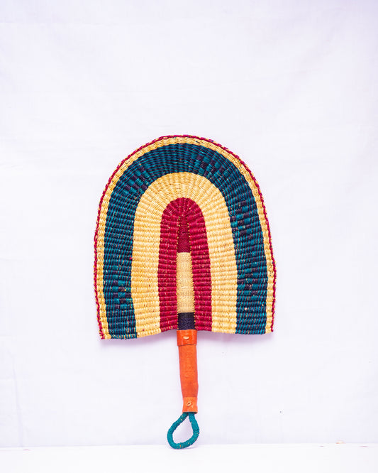 Yash Straw Woven Handfan(Leather Based Handle)
