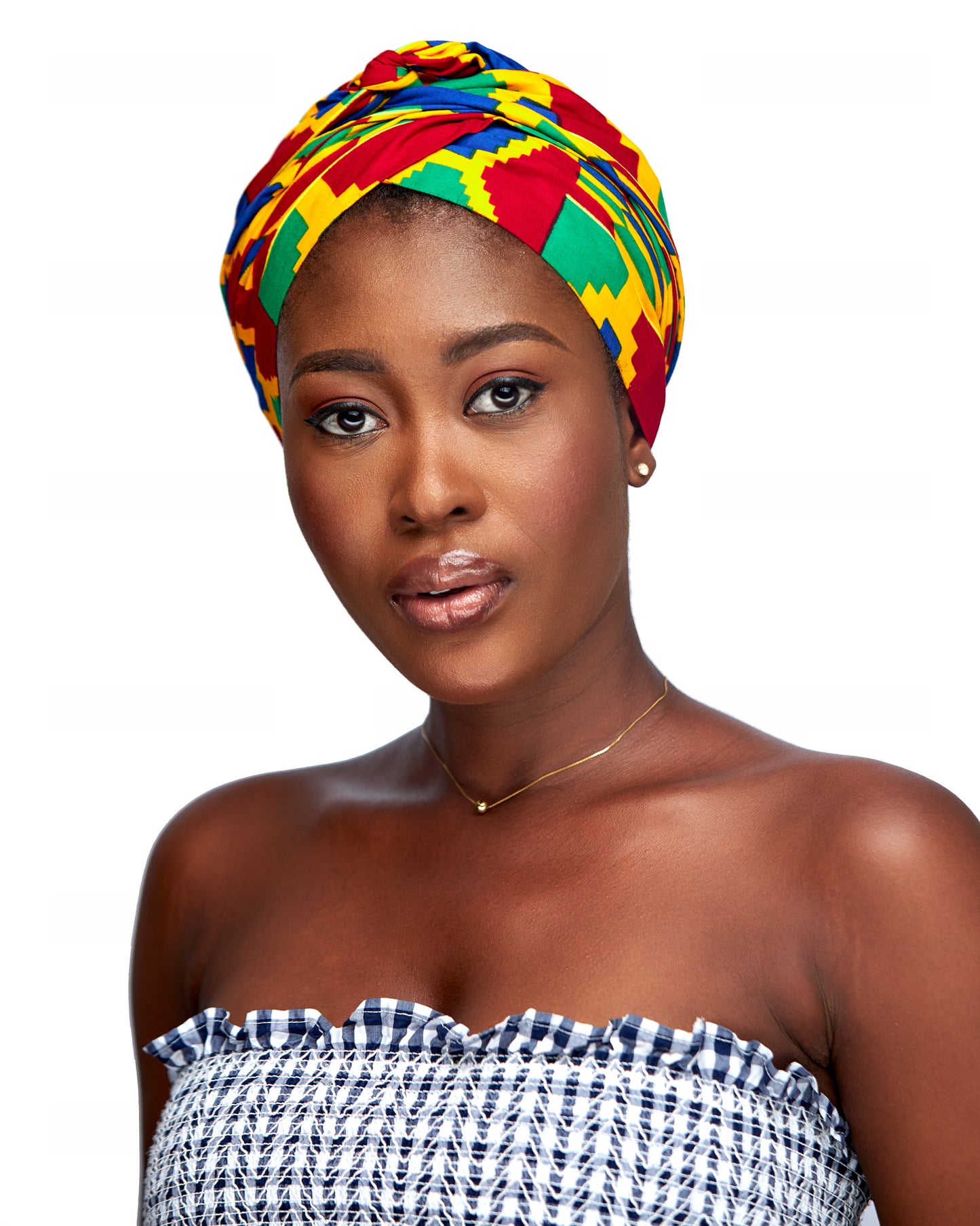 Ghanaian Kente Wax Print Made of Yellow, Red, Green, Yellow,Blue Blend of Beautiful Colours And Pattern With Adinkira Symbols, Hand Made Elastic Silklined Bonnet With Band