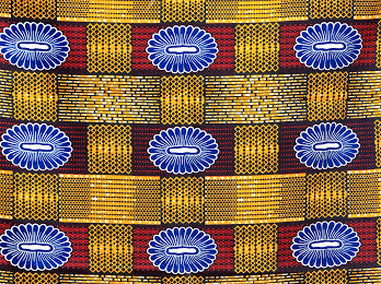 Gold, Red, Blue, Black Ankara Designed Print Detachable Silklined Headwrap