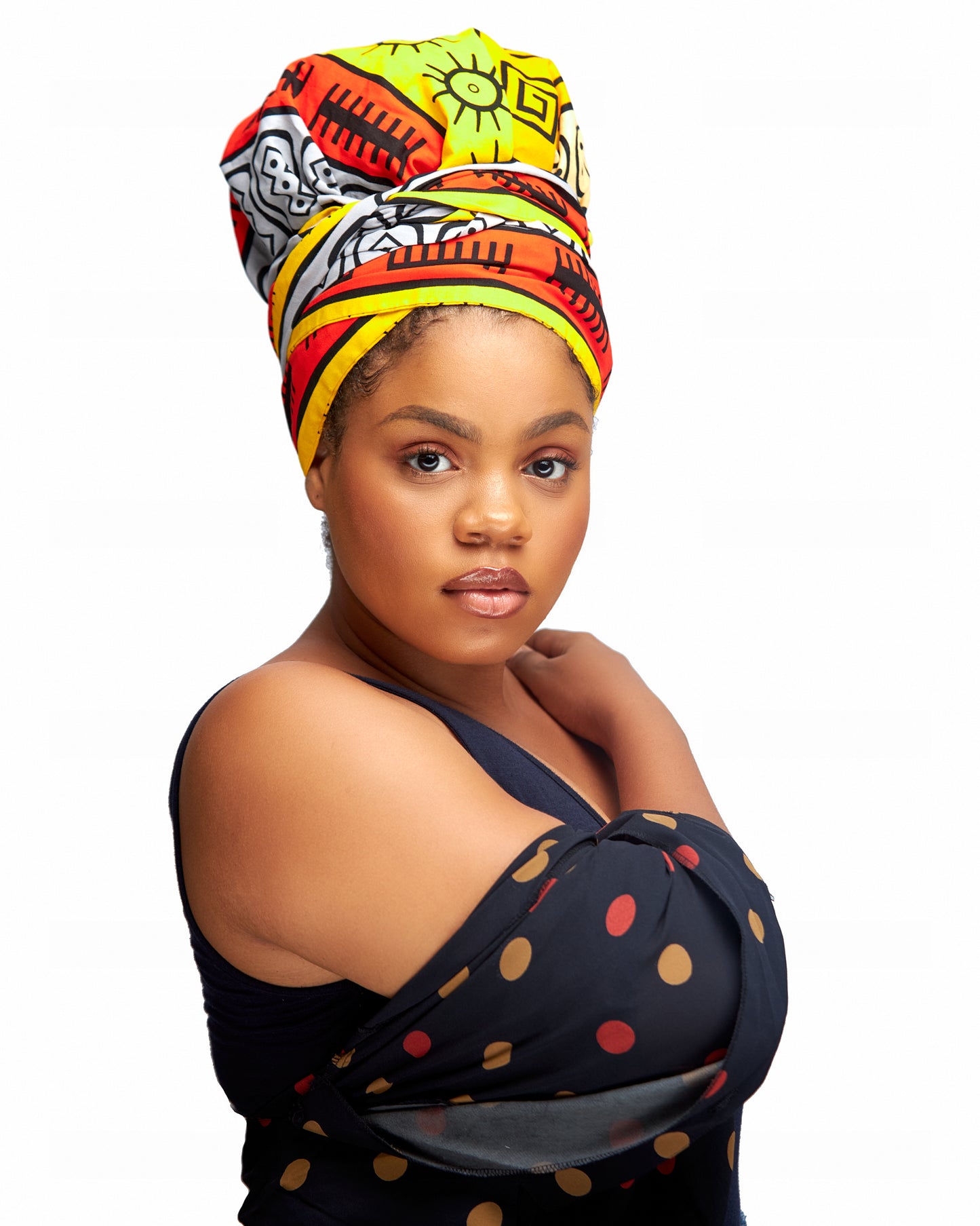 Ankara Wax Print Made of Ash, Yellow, Gold,Red And Black Blend of Beautiful Colours And Pattern, Hand Made Elastic Silklined Bonnet With Band