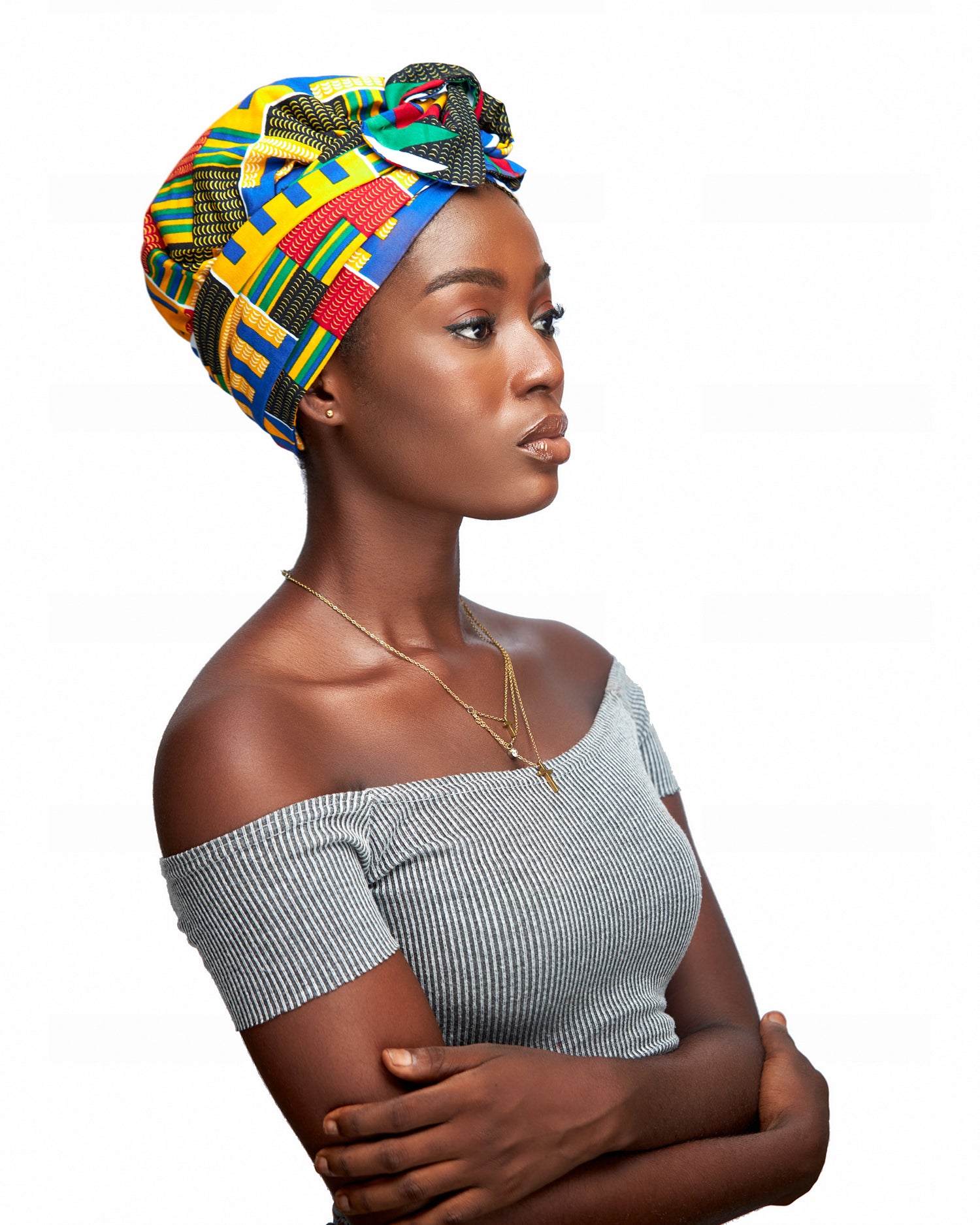 Ghanaian Kente Wax Print Made of Yellow, Red, Green, Black,Blue Blend of Beautiful Colours And Pattern With Adinkira Symbols, Hand Made Elastic Silklined Bonnet With Band
