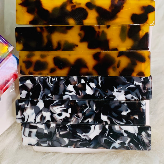 3 Piece Yellow And Black No Slip Grip Rectangle Hair Clip And 3 Piece Black And White No Slip Grip Rectangle Hair Clip