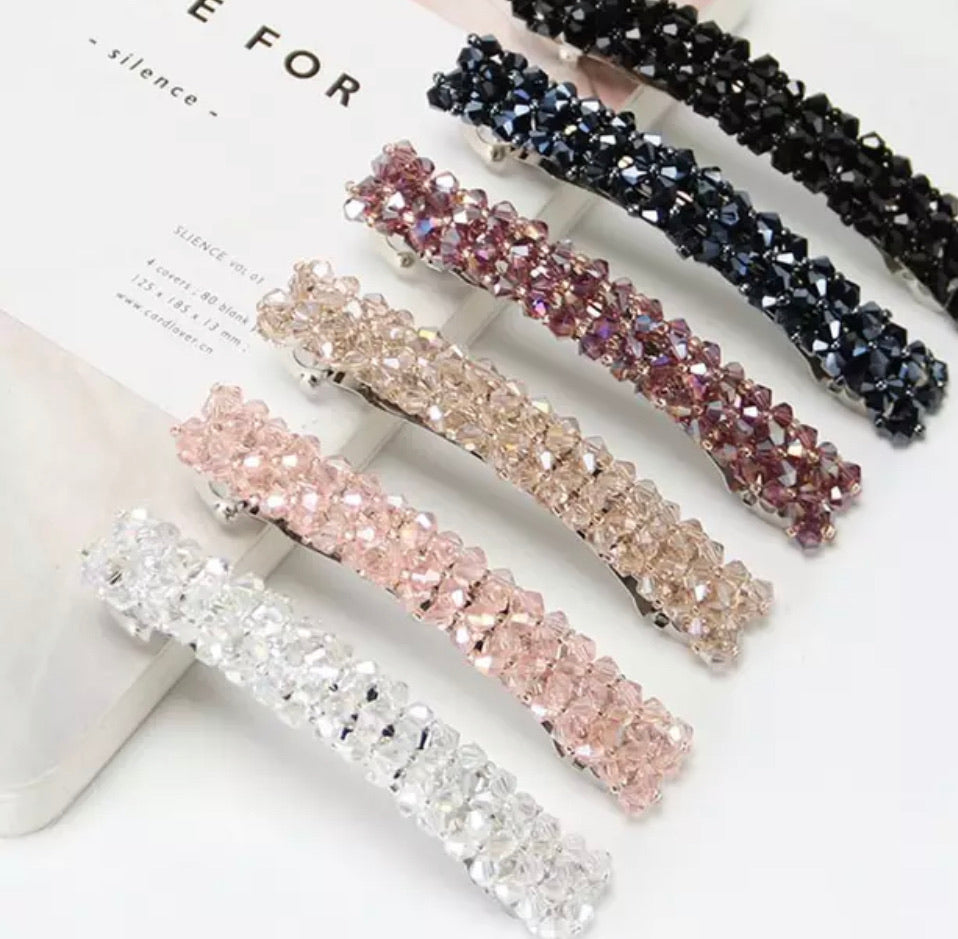 6 Different Color crystal Alloy Including Light Brown Crystal Alloy Hair Clip, Crystal Silver Alloy Hair Clips And Light Brown Crystal Alloy Hair Clip