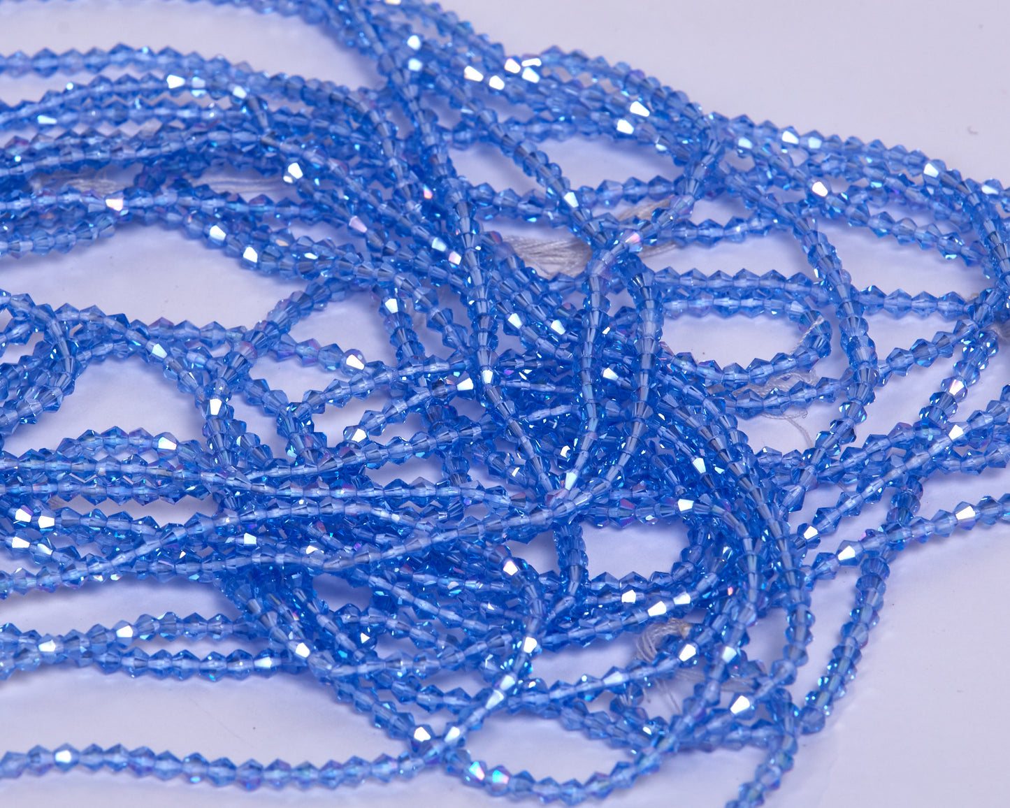 52 Inches Baby blue Shiny Crystal Tie On Waist beads