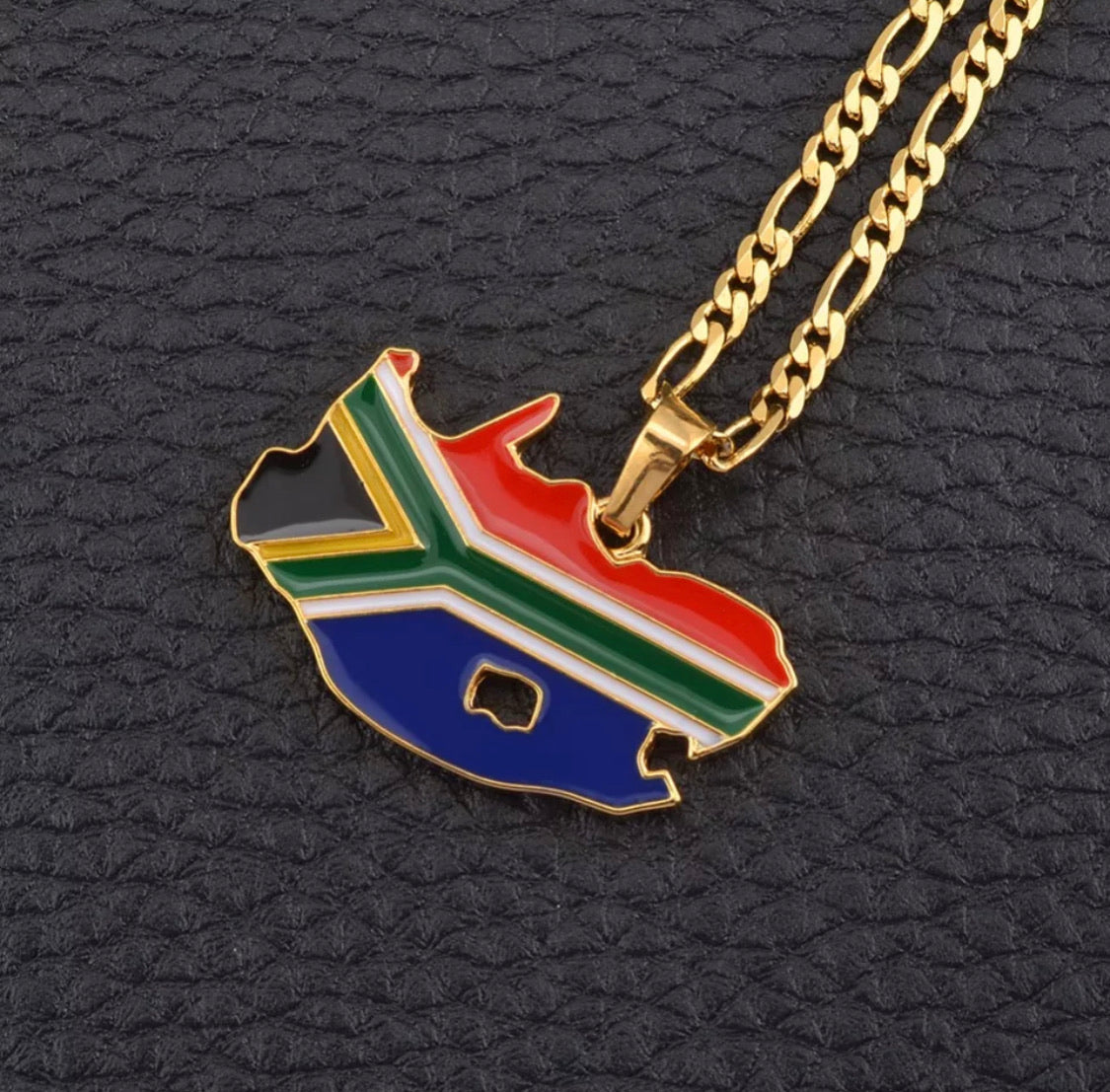 South Africa Map&Flag Pendant Necklaces Jewellery Gold Color for Women/Men,Africa Countries Maps South Africans
